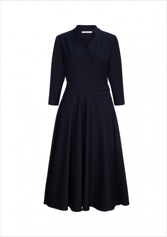 Платье Поллет из теплой ткани тёмно-синее