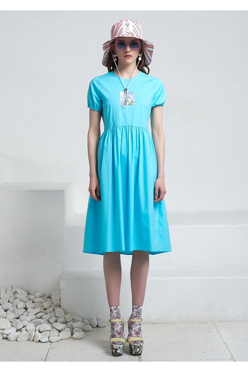 Платье Полина ярко-голубое из хлопка
