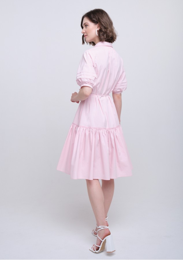 Платье Рассвет из варёного хлопка нежно-розовое