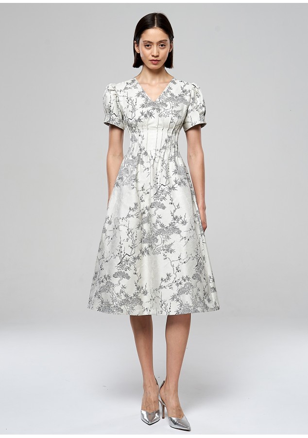 Платье Шанди из жаккарда с цветочным принтом