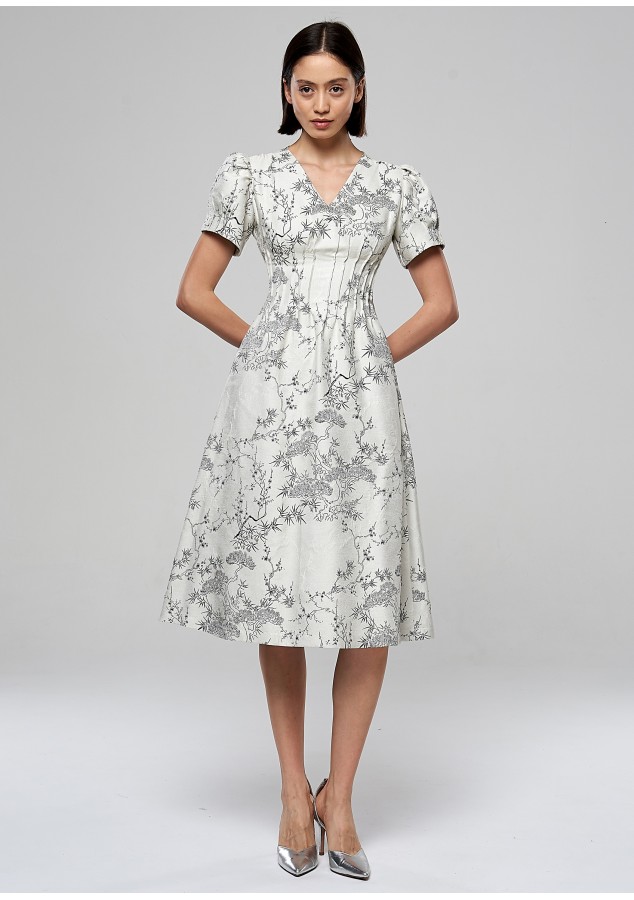 Платье Шанди из жаккарда с цветочным принтом