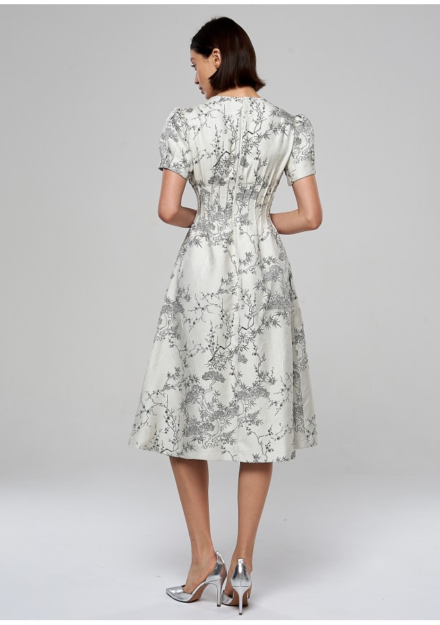 Платье Шанди из жаккарда с цветочным принтом