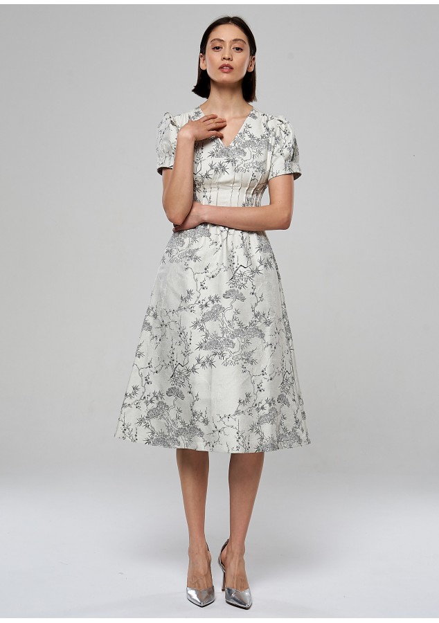 Платье Шанди из жаккарда с цветочным принтом