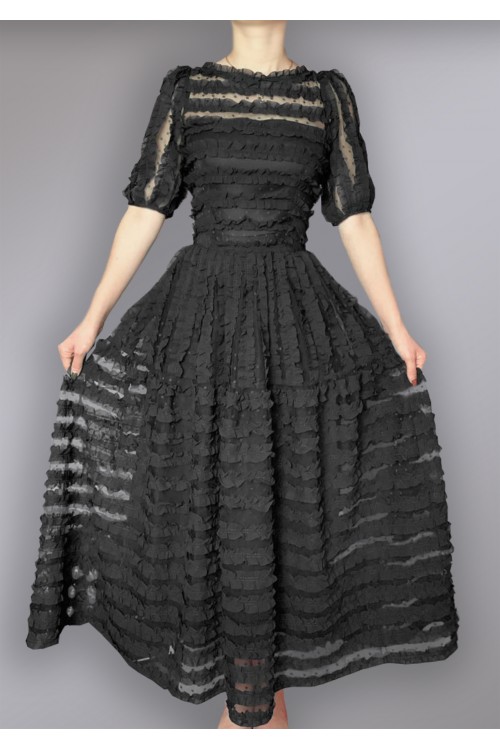 Платье Венди чайная роза и чёрное