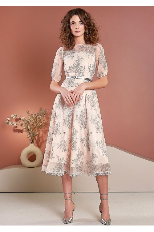 Платье Молли Бон из нежного гипюра коралловое