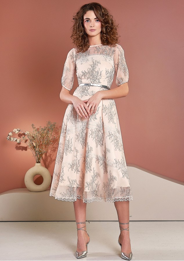 Платье Молли Бон из нежного гипюра коралловое