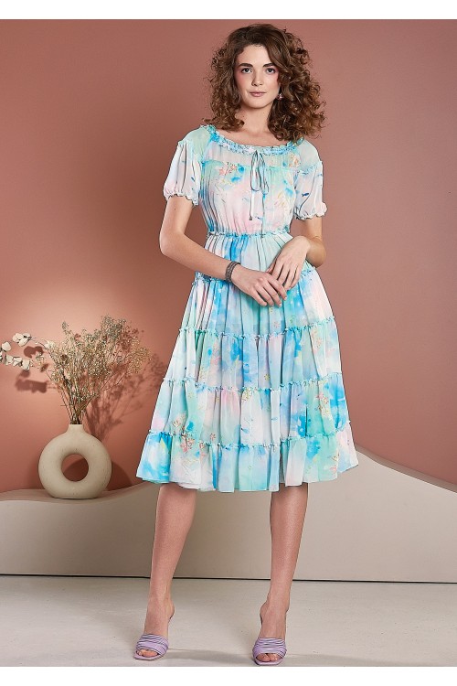 Платье Весна (Голубая лагуна) из нежного шифона