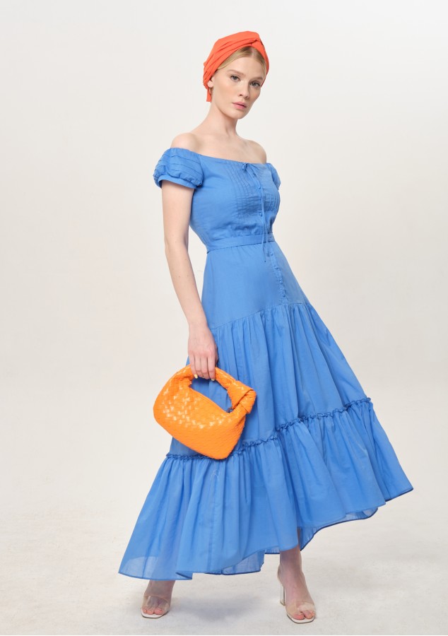Платье Виталина из нежной вуали васильковое