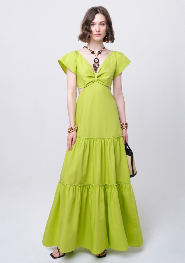 Платье Юлия из хлопка-сатина цвета лайм