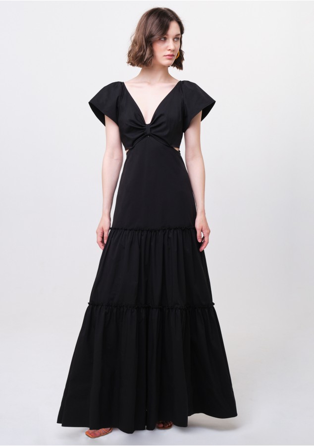 Платье Юлия из хлопка-сатина черное
