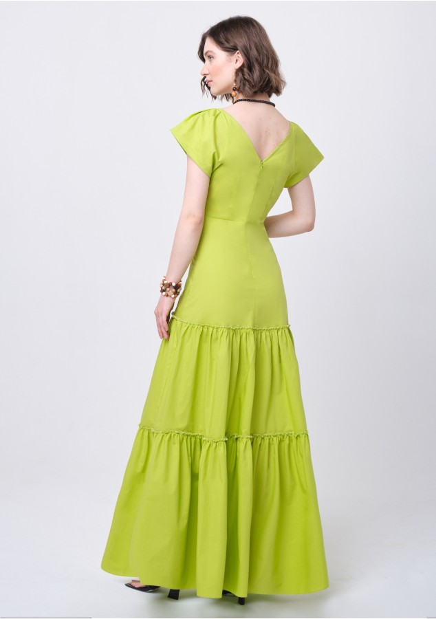Платье Юлия из хлопка-сатина цвета лайм