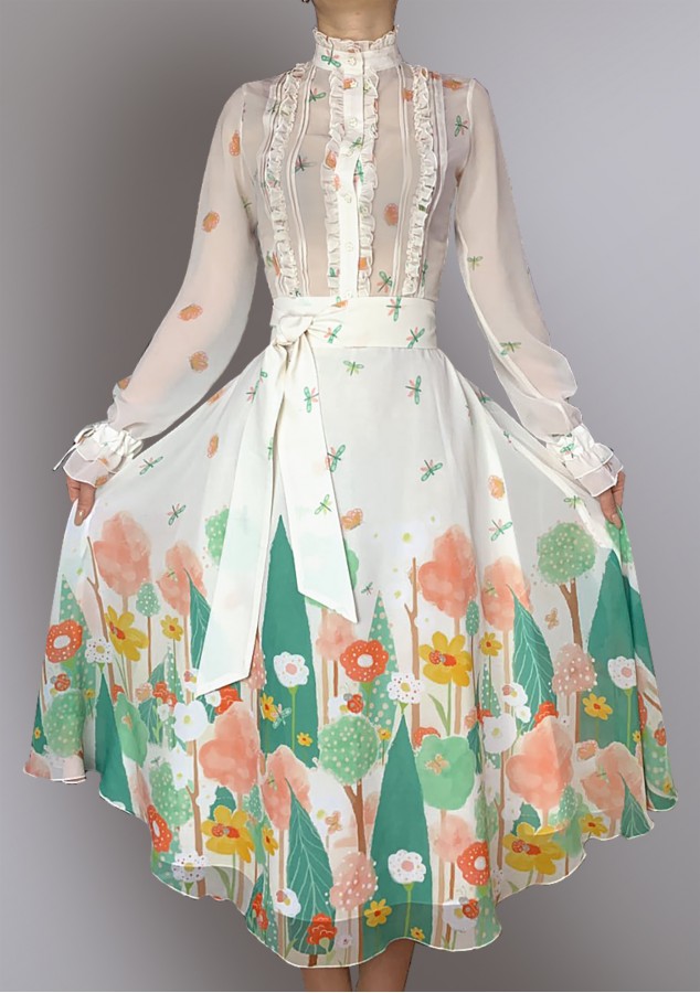 Платье Жизель (Цветы) из шифона