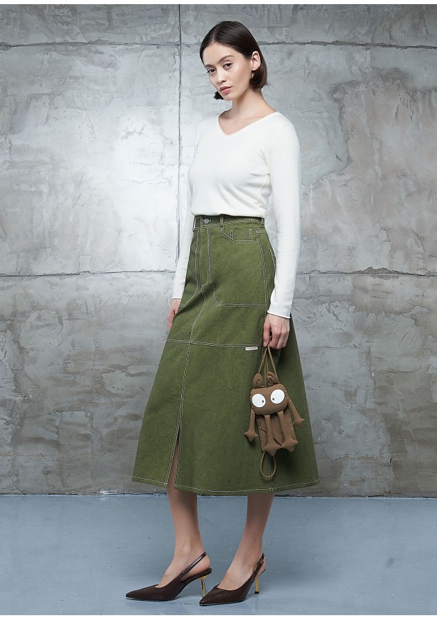 Юбка Джесика из хлопка оливковая