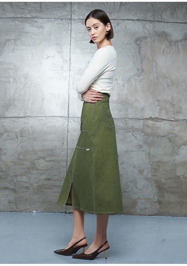 Юбка Джесика из хлопка оливковая