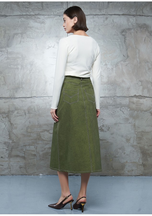 Юбка Джесика из хлопка оливковая