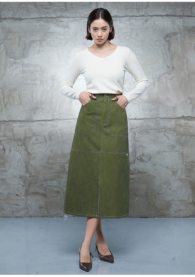 Юбка Джесика из хлопка оливковая