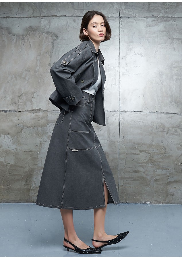 Юбка Джесика из хлопка серая