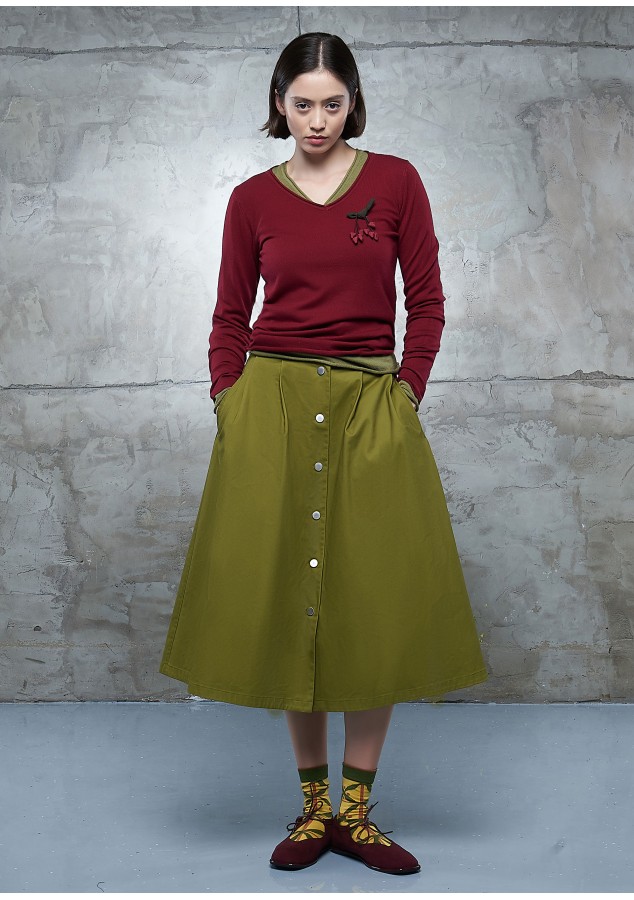 Юбка Рамона из хлопка оливковая