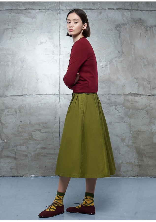 Юбка Рамона из хлопка оливковая