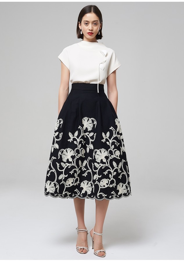 Юбка Рамона из вышитого плотного хлопка