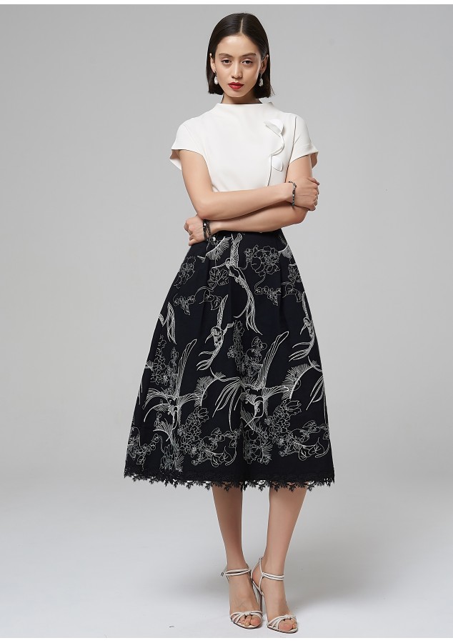 Юбка Рамона (Птица) из вышитого плотного хлопка