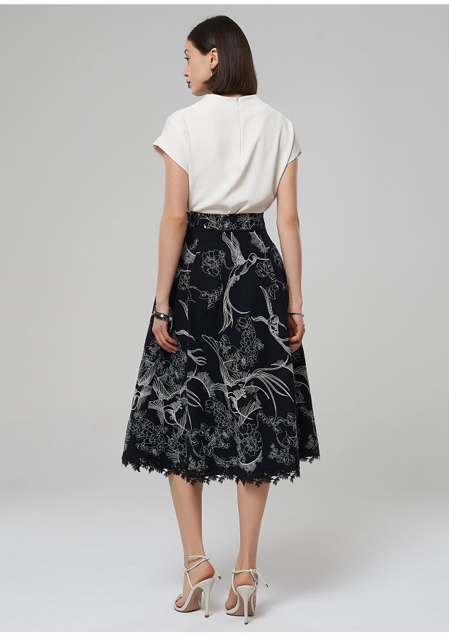 Юбка Рамона (Птица) из вышитого плотного хлопка