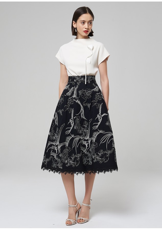 Юбка Рамона (Птица) из вышитого плотного хлопка