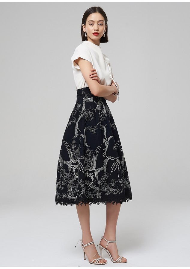 Юбка Рамона (Птица) из вышитого плотного хлопка