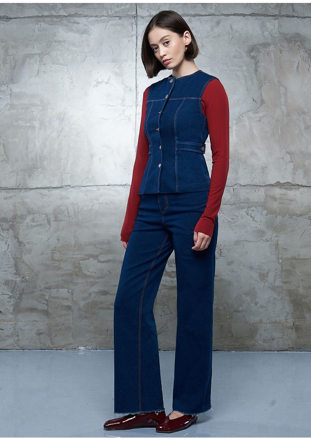 Жилет Марго тёмно-синий из денима