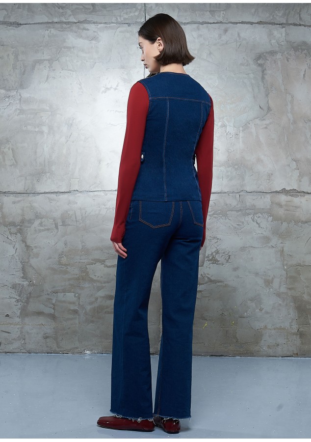 Жилет Марго тёмно-синий из денима