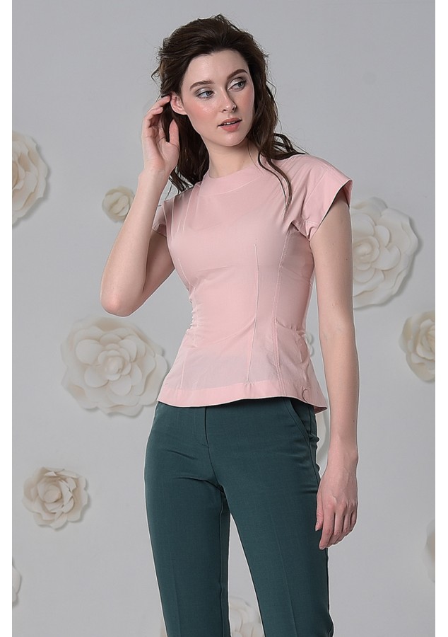 Блузка Ариана из хлопка с цельнокроеным рукавом розовая
