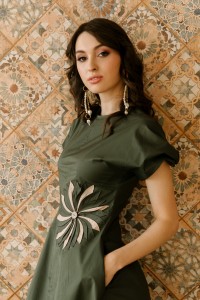 Платье Камила из хлопка мятное / песочное / хаки Платье Камила из хлопка мятное / песочное / хаки