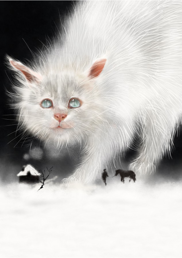 Принт Зимний кот