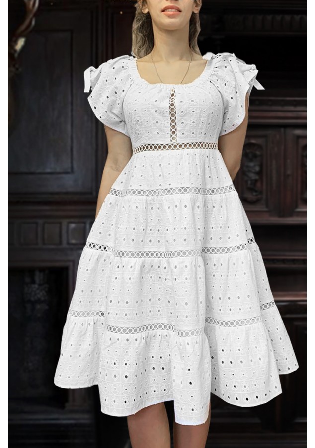 Платье Беатрис из кружевного хлопка белое
