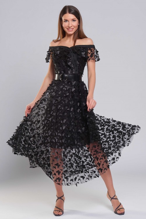 Платье Ромашка (Черные бабочки)